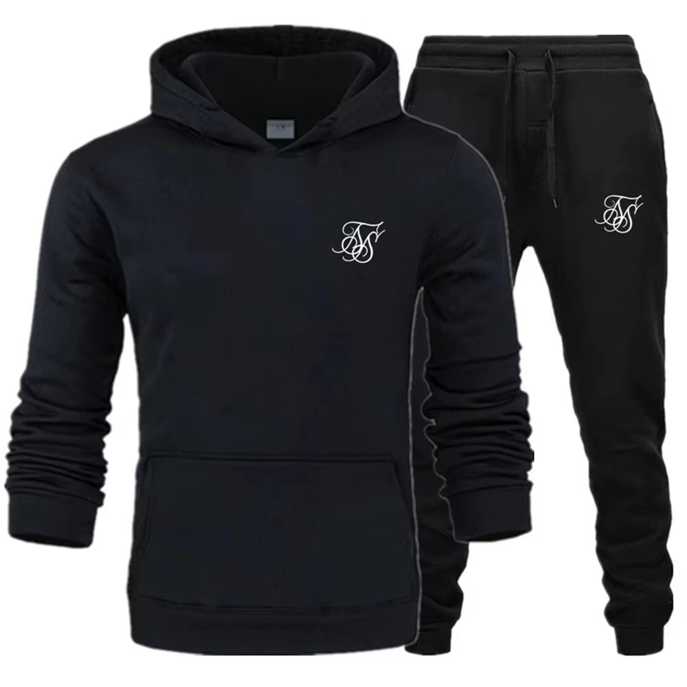 Outdoor Sport Outfit - メンズ、新品、2点セットのトラックスーツ。春・秋に最適な、カジュアルで普段使いしやすい、アウトドアやジョギング、スポーツにぴったりの、おしゃれなパーカーとスウェットパンツのセット。