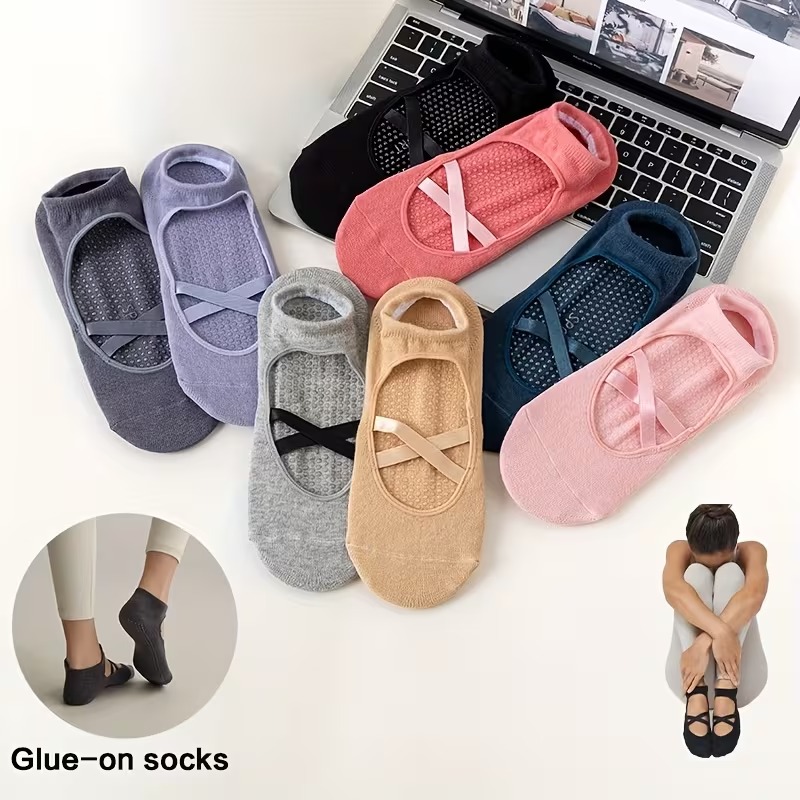 Trampoline Park Sock - 1-2 ペアの女性用ノンスリップヨガソックスアンチスリップ女性用プロフェッショナルコットンピラティスソックスダンスフロートランポリンエアロビクスフィットネス