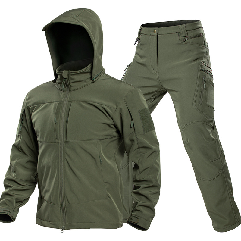 男性用アウトドアタクティカルソフトシェルスーツ フード付きフ - Outdoor Sport Jacket のレビューと価格