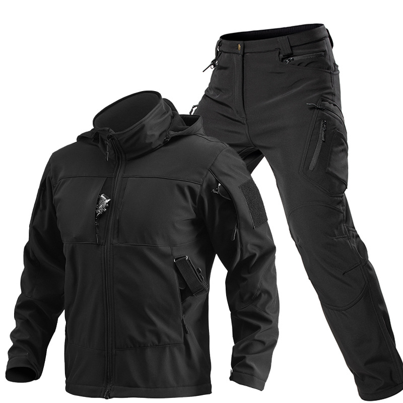 男性用アウトドアタクティカルソフトシェルスーツ フード付きフ - Outdoor Sport Jacket のレビューと価格