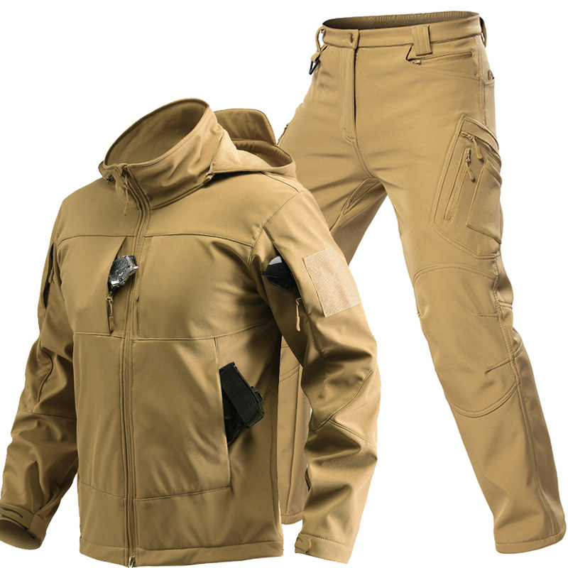 男性用アウトドアタクティカルソフトシェルスーツ フード付きフ - Outdoor Sport Jacket のレビューと価格