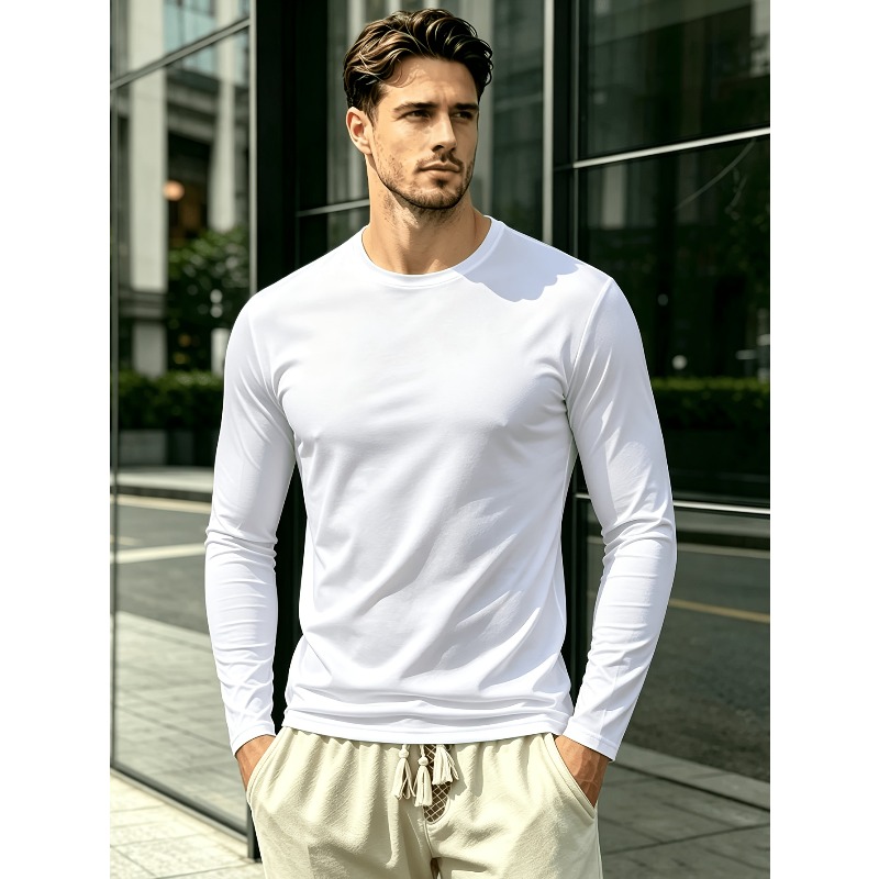 無地のラウンドネック長袖Tシャツ。 アウトドアスポーツ用カジ - Outdoor Sports のレビューと価格