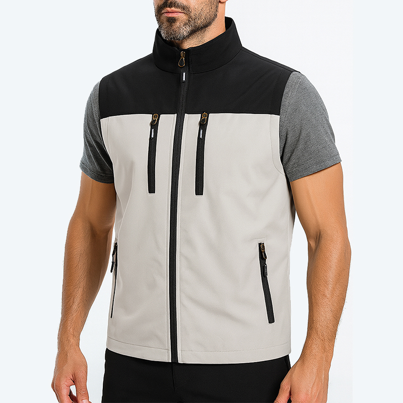 メンズ軽量ソフトシェルベスト ジッパーポケット付き 防風 ノ - Outdoor Sport Jacket のレビューと価格