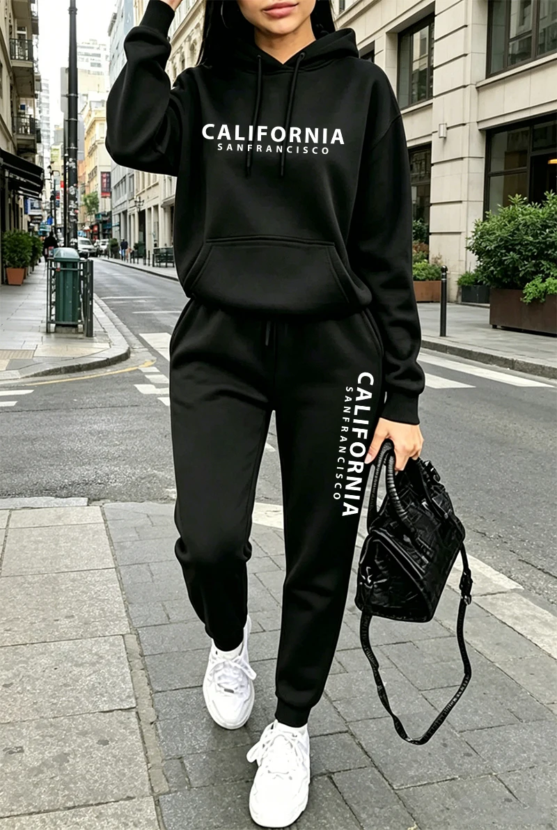 高品質レディーストラックスーツプリントカジュアルフーディスウ - Outdoor Sports のレビューと価格