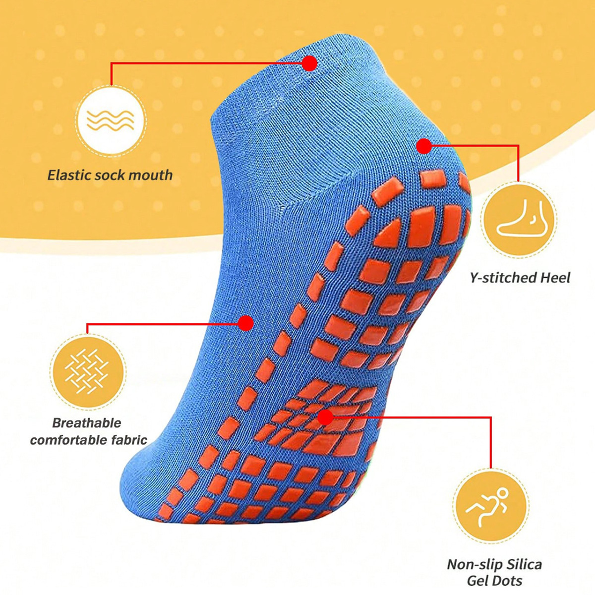 1/4 ペア ユニセックス シリコーン ノンスリップ グリッ - Trampoline Park Sock のレビューと価格