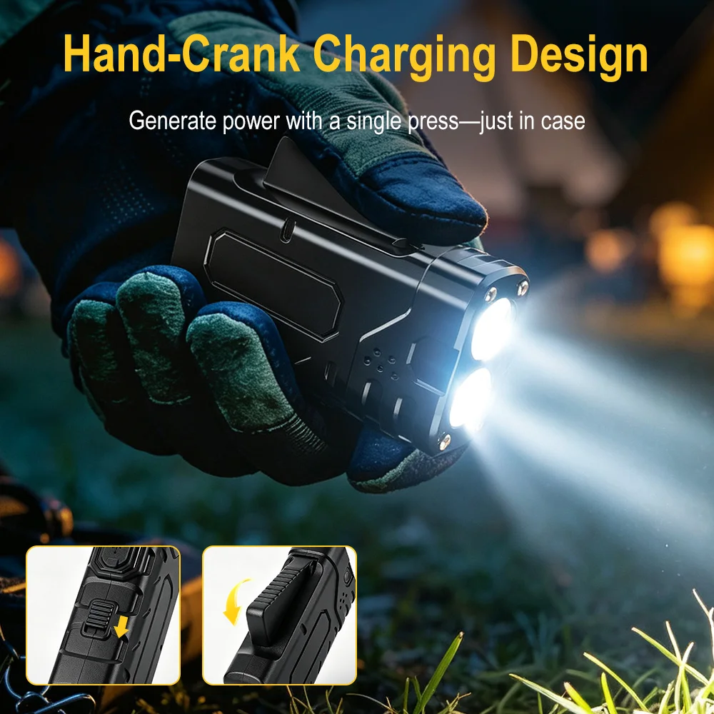 BORUIiT ハンドクランク EDC LED フラッシュラ - Outdoor Sport Activity のレビューと価格