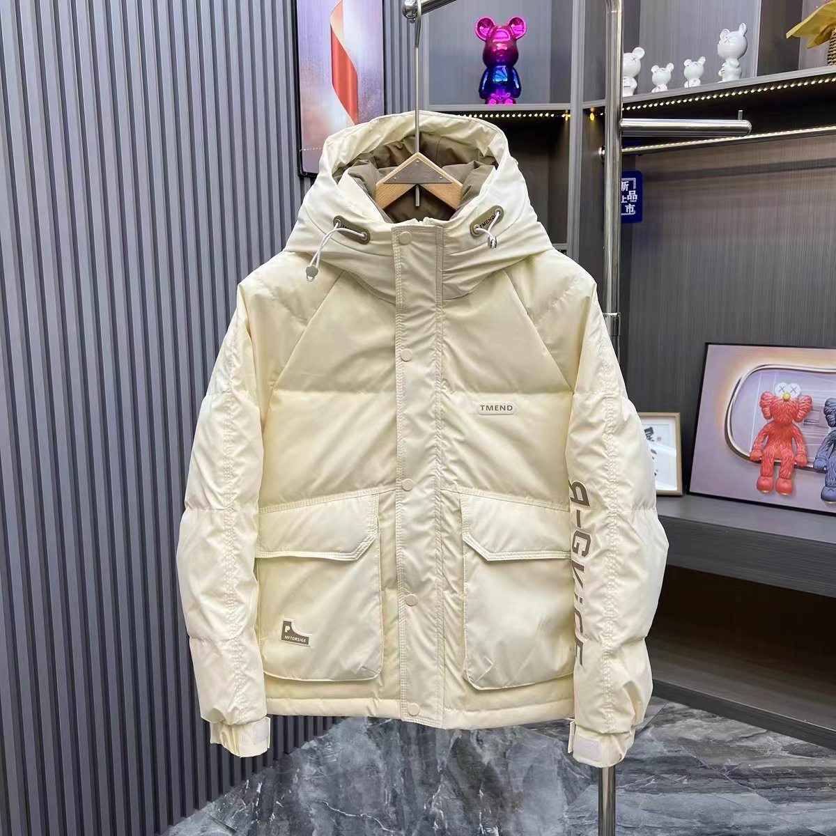メンズホワイトフード付きジャケット,厚手,暖かい,防風,使い - Outdoor Sport Jacket のレビューと価格