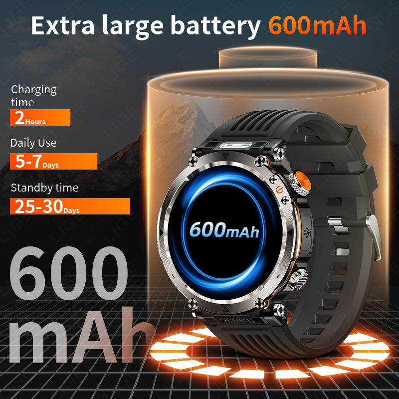 LIGE 新しいアウトドアメンズスマートウォッチ 600mA - Outdoor Sport News のレビューと価格
