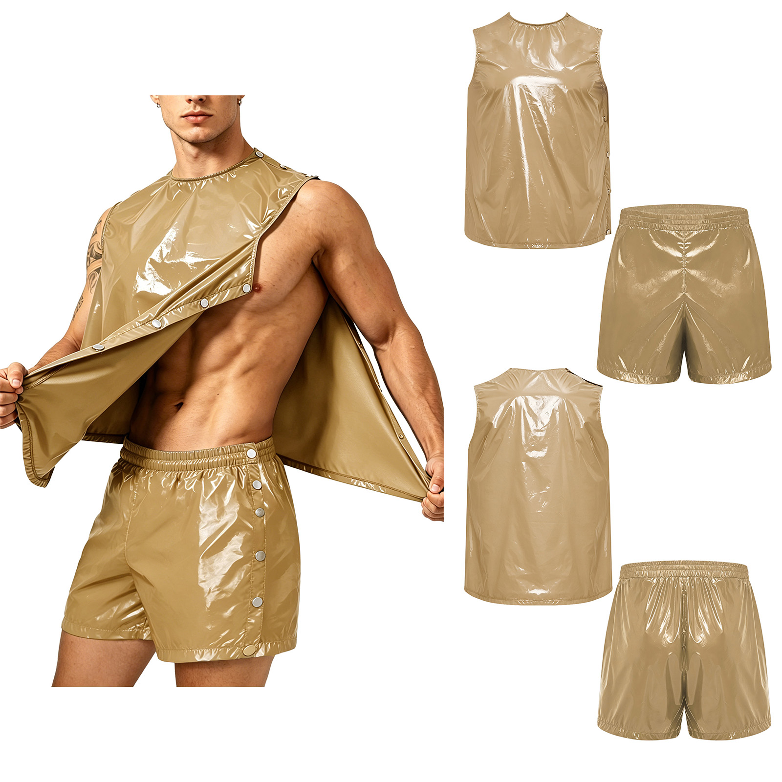 男性用適応型防水汗取りタンクトップとサイドボタン付きボクサー - Outdoor Sports のレビューと価格